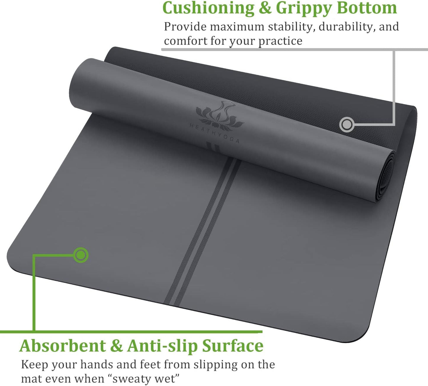 Non-Slip ProGrip Yoga Mat with Alignment Lines